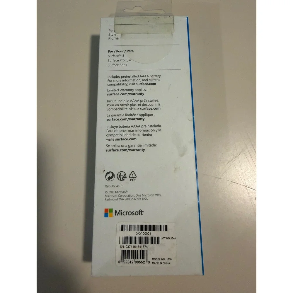 Microsoft Surface Pen Silver Model 1710 for Surface Pro 3 4 Book with Tip Kit